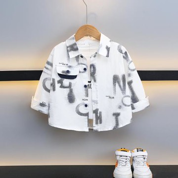 男童長袖卡通襯衫2025春秋新款兒童洋氣1-6歲寶寶襯衣秋裝上衣潮3