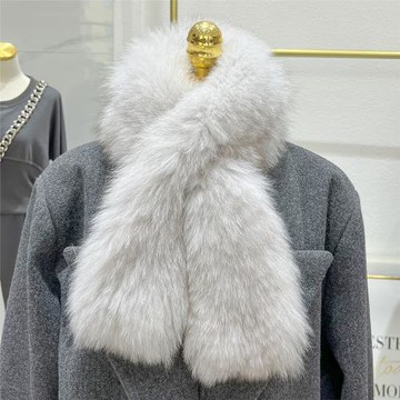 真狐貍毛編制圍巾冬保暖雙面加厚皮草圍脖網紅氣質簡約百搭毛領子