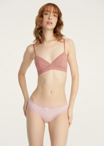 Lover's Whisper．織帶2/3包臀中腰三角內褲(粉條紋-mine)