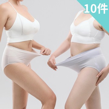 【enac 依奈川】☆ 大碼高腰棉質收腹内褲/女內褲/無痕內褲 (超值10件組-隨機)