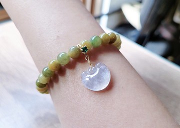 【純翠】天然翡翠 胖如意翠綠鎖 手串