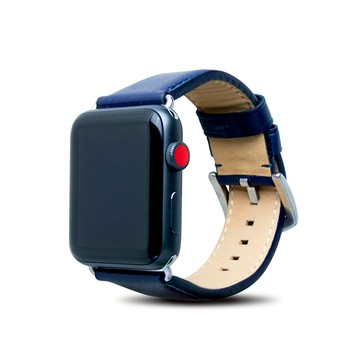 Apple Watch 皮革錶帶 - 海軍藍（42/44/45/49mm）