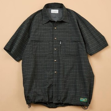 FREAK'S STORE x Foxfire聯名 釣魚口袋格紋短袖襯衫 泡泡紗抽繩設計