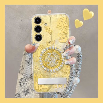 適用三星s23ultra手機殼s24plus金色s21旋轉s10+發財s22支架s20新年note10蛇年s9本命年s23fe過年s8十noto20