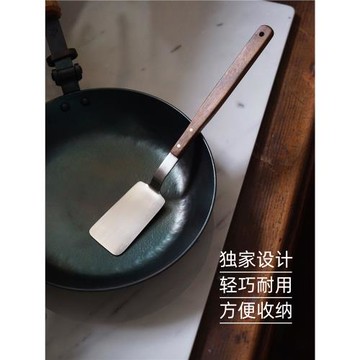 觸造 胡桃木柄不銹鋼鍋鏟手工耐高溫煎炸炒菜鏟子