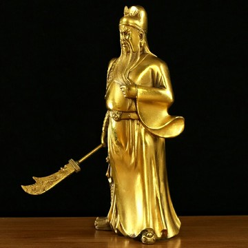 銅關公財神銅像擺件佛像 大刀關羽關二爺武財神工藝品