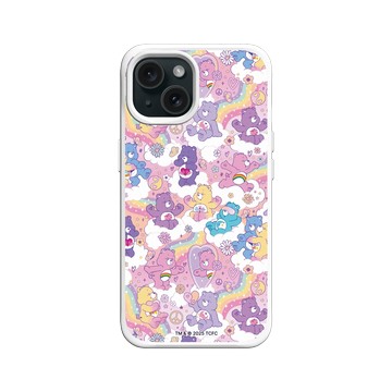 iPhone 15 SolidX 白 - Care Bears - 粉紫樂園