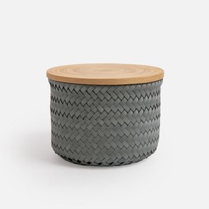 Handed By Wonder編織圓形附蓋籃SH 藍綠