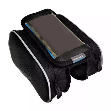 ROCKBROS 洛克兄弟 手機觸控馬鞍包 高清透明PVC窗 高感度觸控設計 碳纖皮革材質  1個  黑色