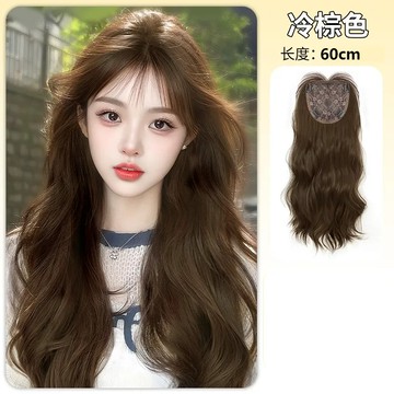 【KEKE】【不用戴髮網】假髮 女 全頭套 頭頂 遮白髮 增髮量 補髮片 日常 層次長髮 手織遞針隨意分縫無痕透氣假髮套