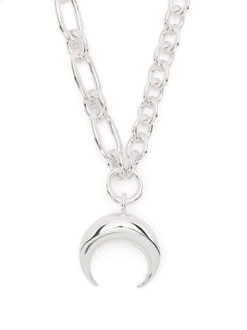Marine Serre - Regenerated moon-charm necklace - women - Tin/Brass - One Size - Silver