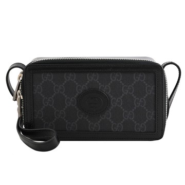 GUCCI 671674 INTERLOCKING G經典印花迷你相機包.黑
