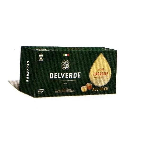 イタリア産　最高級デルヴェルデ（Delverde)N.103 ラザニア（ラザーニャ）卵入り 　 平パスタ 500ｇ×16パック