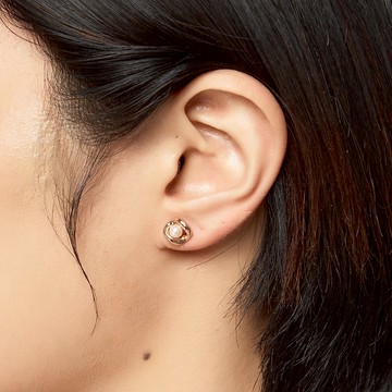 簡約珍珠耳環 925銀厚鍍18K金 Rhombus Pearl Earring