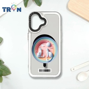 TRON IPHONE 16 可愛紙雕貓咪 防摔 MAGSAFE 磁吸 太空載具殼 透黑 手機殼