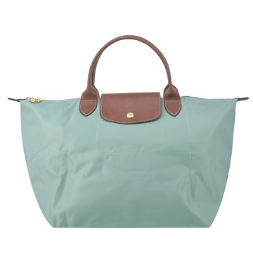 LONGCHAMP LE PLIAGE系列短把再生尼龍摺疊水餃包(中/青瓷綠)