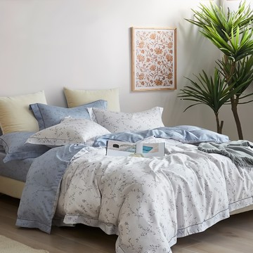 40支100%純天絲TENCEL 35公分床包兩用被4件組 輕奢  床包 + 兩用被套 + 枕套組  雙人  輕絮 白色