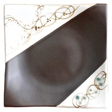 瓦斯OK 手繪紋耐熱陶板 日本製  18 x 2.5cm  1個