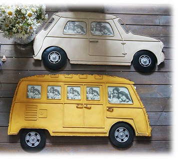 金屬古舊車型多聯相框 兒童房裝飾懷舊風 二款可選1入