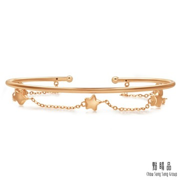 點睛品 Wrist Play 18K玫瑰金簡約五角星雙鍊手環