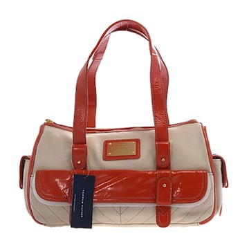 Tommy Hilfiger 美式風格麻質手提包(橘)