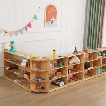 ✅幼兒園玩具柜實木書包柜兒童蒙氏教具柜書架鞋柜收納架區角組合