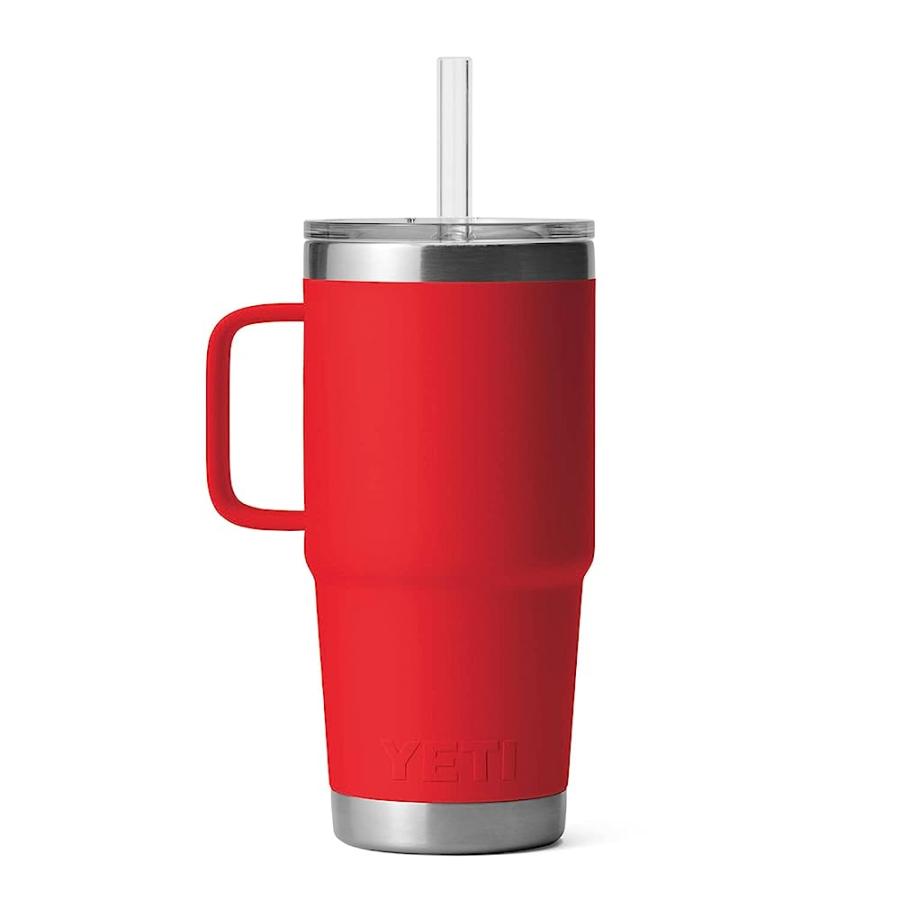 YETI RAMBLER 25 OZ STRAW MUG, VACUUM INSULATED, STAINLESS STEEL, RESCUE RED