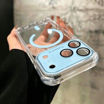 一體玻璃鏡頭膜 四角氣囊 磁吸 防摔殼 適用於 iPhone 18 17 Pro max 手機殼 i18 i17 保護殼