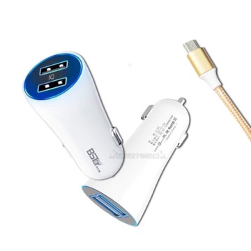 BStar貝仕達 IQ雙孔3A快速車充+Micro USB二代傳輸充電線(1M) LED車用充電組