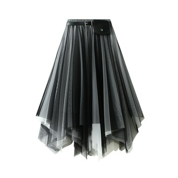 【巴黎精品】現貨+預購 女網紗裙A字裙百褶裙半身裙長裙大碼洋裝透氣休閒大尺碼女裝-腰帶腰包5色a1fq23