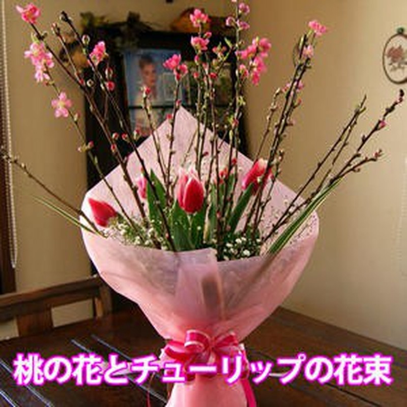 桃の節句 ひな祭り ひなまつり 桃の花 チューリップ 花束 ３色から選べる 桃の花 花桃 チューリップ 誕生日 初節句 雛祭り 飾り 通販 Lineポイント最大1 0 Get Lineショッピング