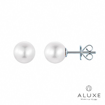 ALUXE 亞立詩 天然淡水珍珠 8-8.5mm 18K金 珍珠耳環 純粹珍珠 EE0037