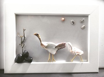 -覓食-貝殼牆面藝術品  裝飾畫框 壁掛 立體畫框 居家佈置 裝飾畫