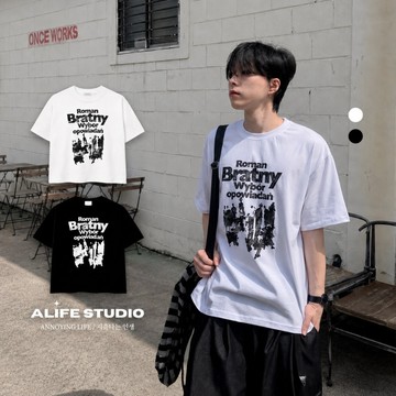 【ALIFE】現+預｜韓系 樂團 斑駁 BOXY 寬短版 短T 2色 實拍 網紅 同款 情侶 韓國 韓系 #2015O