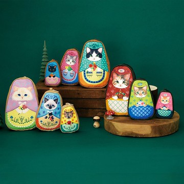 FELISSIMO 貓部 俄羅斯套娃造型收納袋三件組