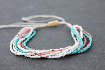 種子串珠甜柔和多股鏈手鐲嬉皮士