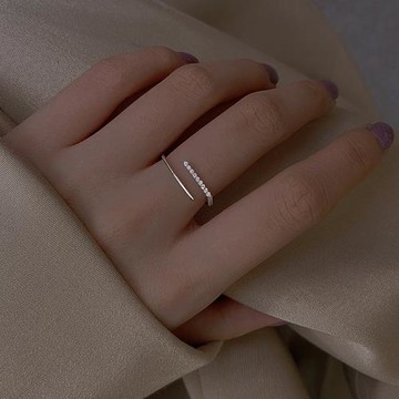 925純銀幾何戒指女小眾設計素圈小方戒時尚個性高級感食指戒指環