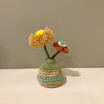 拙心 /療癒生活美學/織取一抹暖花/毛線花與手織花瓶