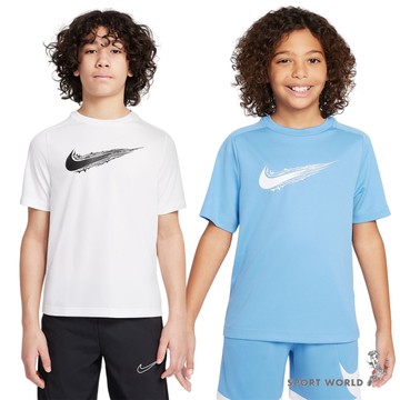 Nike 短袖上衣 大童裝 排汗 白/藍【運動世界】HF8100-100/HF8100-489