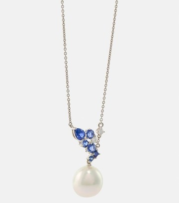 Bucherer Fine Jewellery Romance 18kt white gold necklace with sapphires, diamonds, and pearl