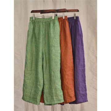 夏秋款質感色織亞麻寬松闊腿褲春天文藝舒適墜感禪意長褲休閑女褲
