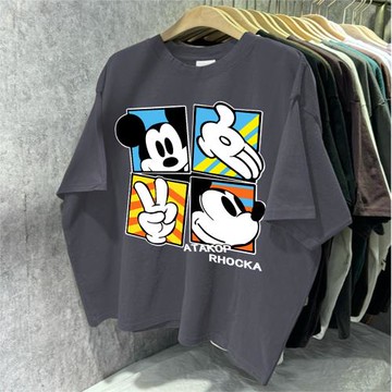 大牌清倉~外貿余單剪標專柜潮流卡通印花純棉短袖T恤男女寬松百搭