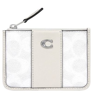 COACH 專櫃款象牙白色大C PVC鑰匙零錢包