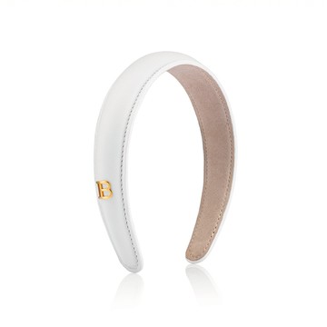 BALMAIN 白色皮飾髮箍 Limited Edition White Leather Puffed Headband