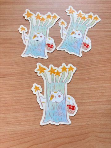 Cyndraw 星星樹貓仙光膜防水貼紙