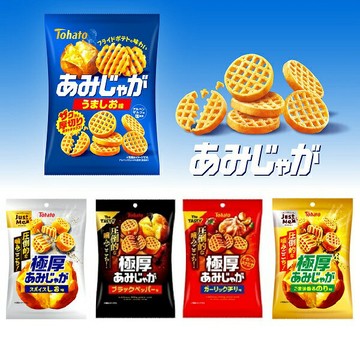 【江戶物語】Tohato 東鳩 極厚切網狀洋芋片 鹽味/黑胡椒/大蒜香辛/海苔芝麻油風味 45g 厚切薯片 日本原裝進口