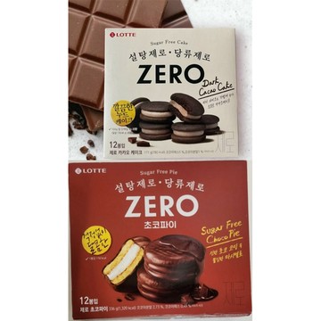 韓國LOTTE 樂天 zero零糖 巧克力棉花糖派 Zero巧克力蛋糕 12入 低卡巧克力夾心派 Zero零糖 巧克力派