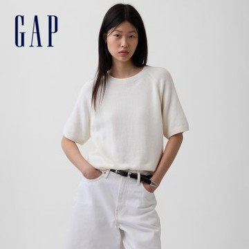 【GAP】CashSoft插肩袖針織T恤-冰霜象牙白/玉米黃(881638)
