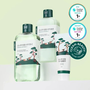 ROUND LAB For Men Pine Calming Toner/Lotion Set (+Cleanser 40mL)