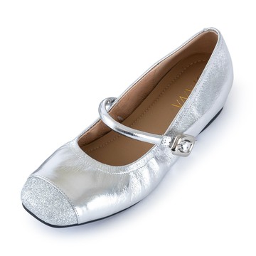 DIANA 舒適百搭異材質撞色瑪莉珍鞋 銀色 #54709